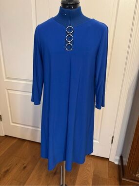 MSK Royal Blue Long Sleeve Shift Dress with Silver Ring Detail